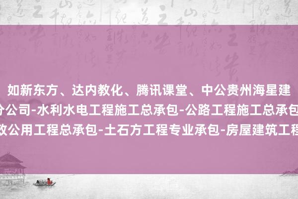 如新东方、达内教化、腾讯课堂、中公贵州海星建设工程有限公司兴义分公司-水利水电工程施工总承包-公路工程施工总承包-市政公用工程总承包-土石方工程专业承包-房屋建筑工程施工总承包教化等均位列其中